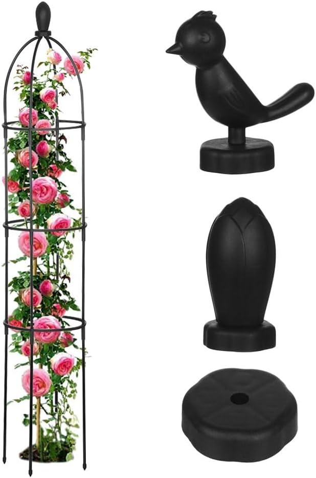 5.58FT Black Metal Garden Obelisk Trellis W792