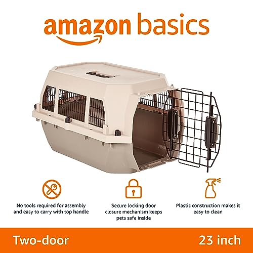 2-Door Top-Load Hard-Sided Pet Carrier, Gray & Blue, 22.8 x 15.0 x 13.0 inches L5919
