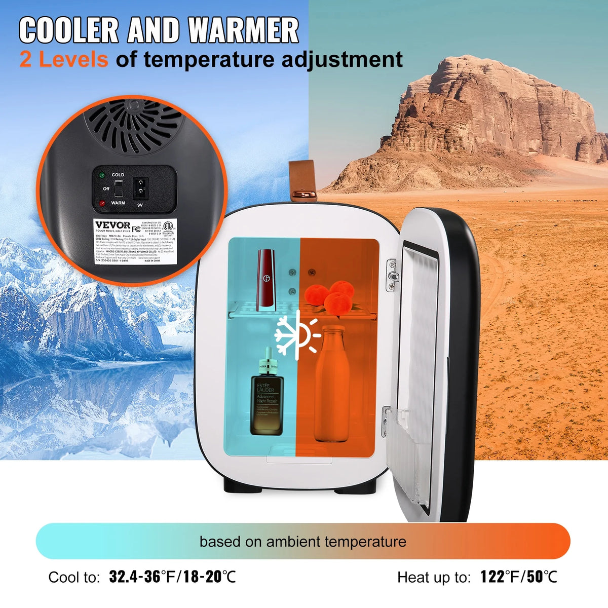 Mini Fridge 4L 6 Cans Portable Cooler Warmer AC/DC X366775