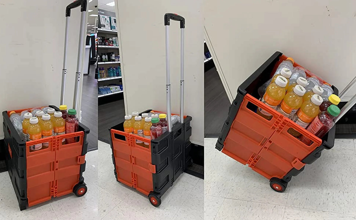 Red Folding Shopping Cart with Wheels B6674