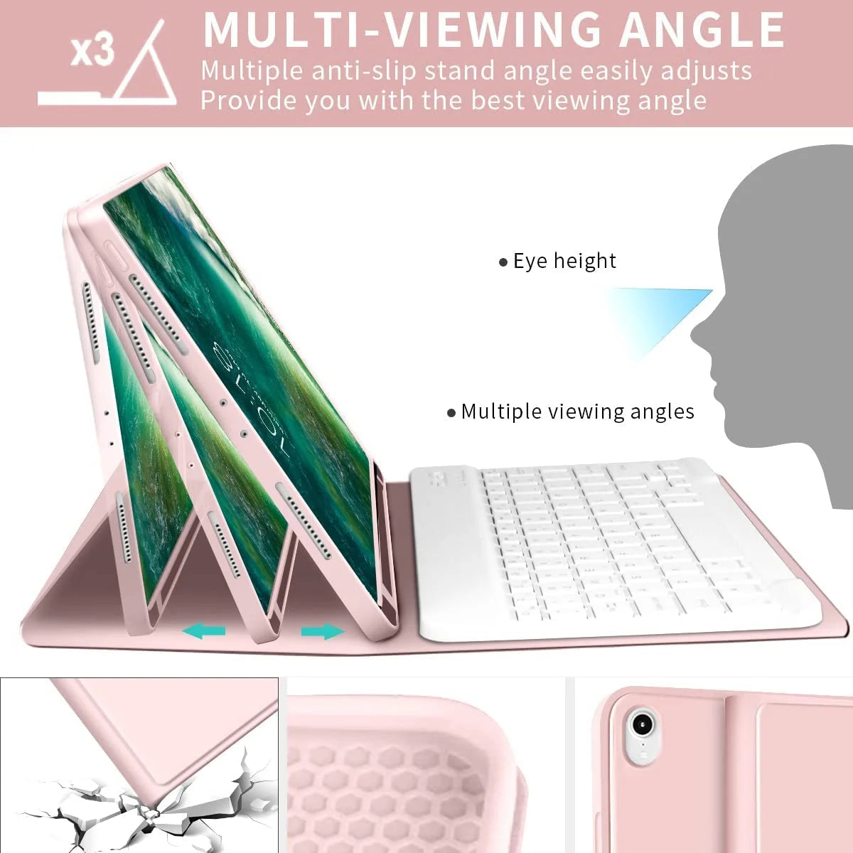 Keyboard Case for iPad Air 5th Generation 2022 / iPad Air 4th Generation 2020 with Pencil Holder, Magnetically Detachable Wireless Keyboard Stand Cover for ipad Air 4/5 10.9 Inch M5119