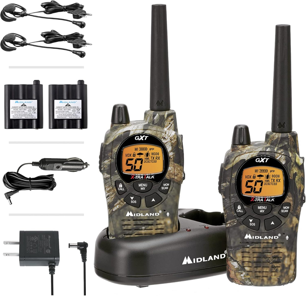 50 Channel GMRS Two-Way Radio Walkie Talkie, Mossy Oak Camo, 2-Pack Z332676