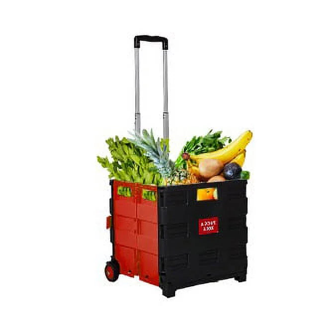 Red Folding Shopping Cart with Wheels B6674