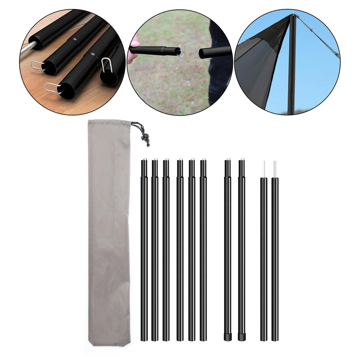 2x Universal 5 Section Tent Poles Holder 2M C366487