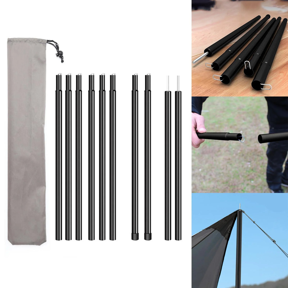 2x Universal 5 Section Tent Poles Holder 2M C366487