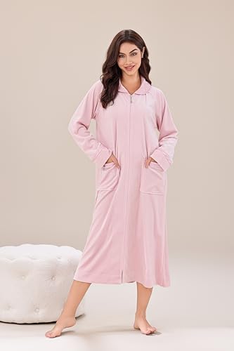 Front Zipper Full-Length Bathrobe O563117
