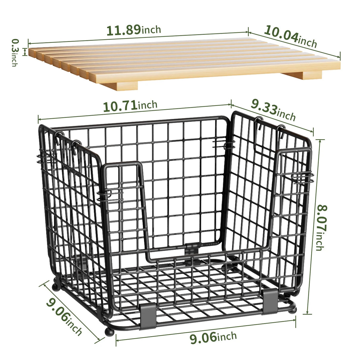 Black Stackable Fruit Baskets with Bamboo Top, 2 Pack G75578