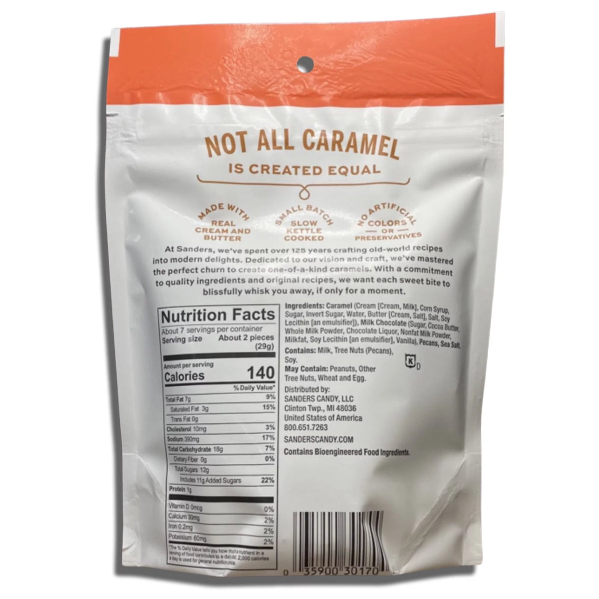 7 Ounce Bag Milk Chocolate Sea Salt Pecan Caramel Cluster D776