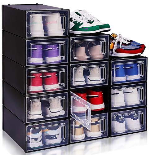 12 Pack Clear Plastic Stackable Shoe Storage Boxes H6114
