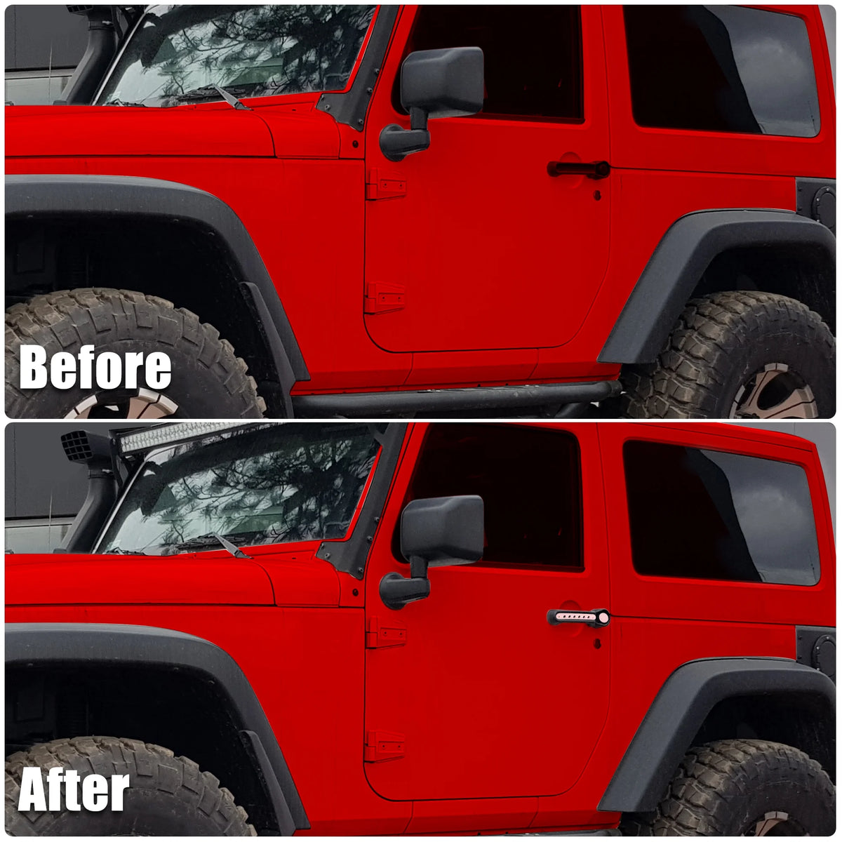 Pink Exterior Door Handle Decoration Strip Trim with Push Button Cover for Jeep Wrangler 2 Door 2007-2018 M515