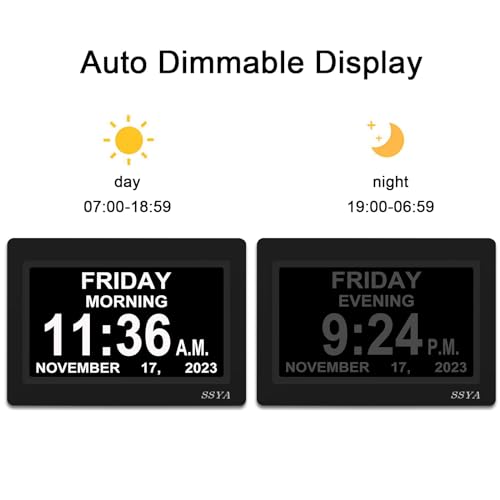7 Inch Calendar Clock with Auto Dimmable Display T731223