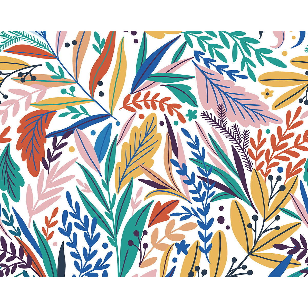 Tropical Patterned Leaves Wall Mural Y39244