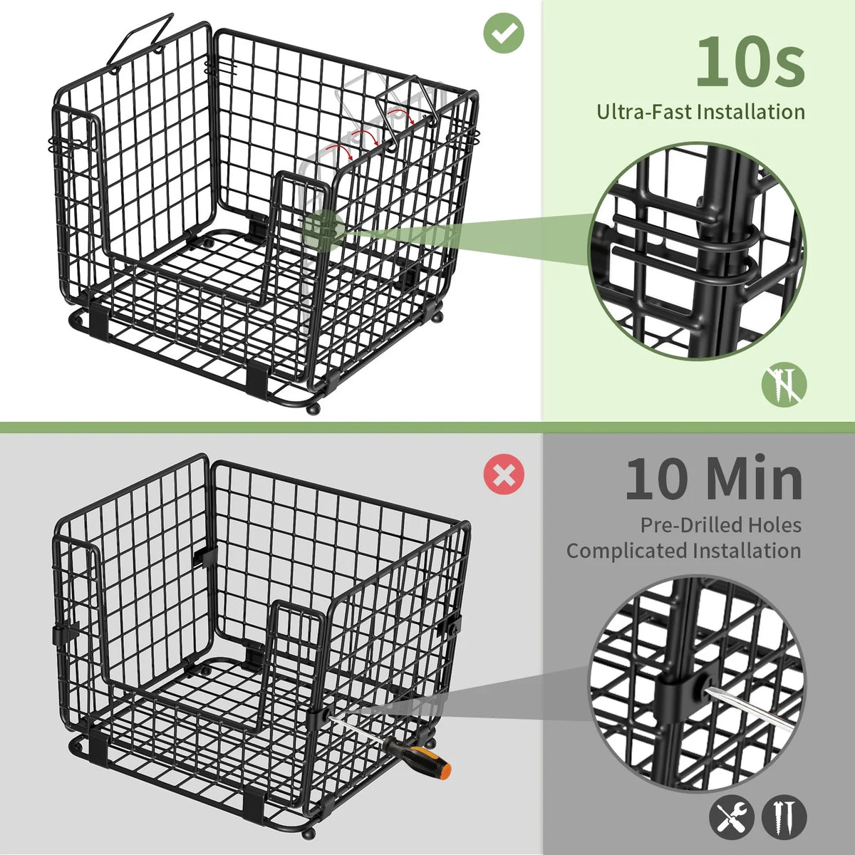 Black Stackable Fruit Baskets with Bamboo Top, 2 Pack G75578