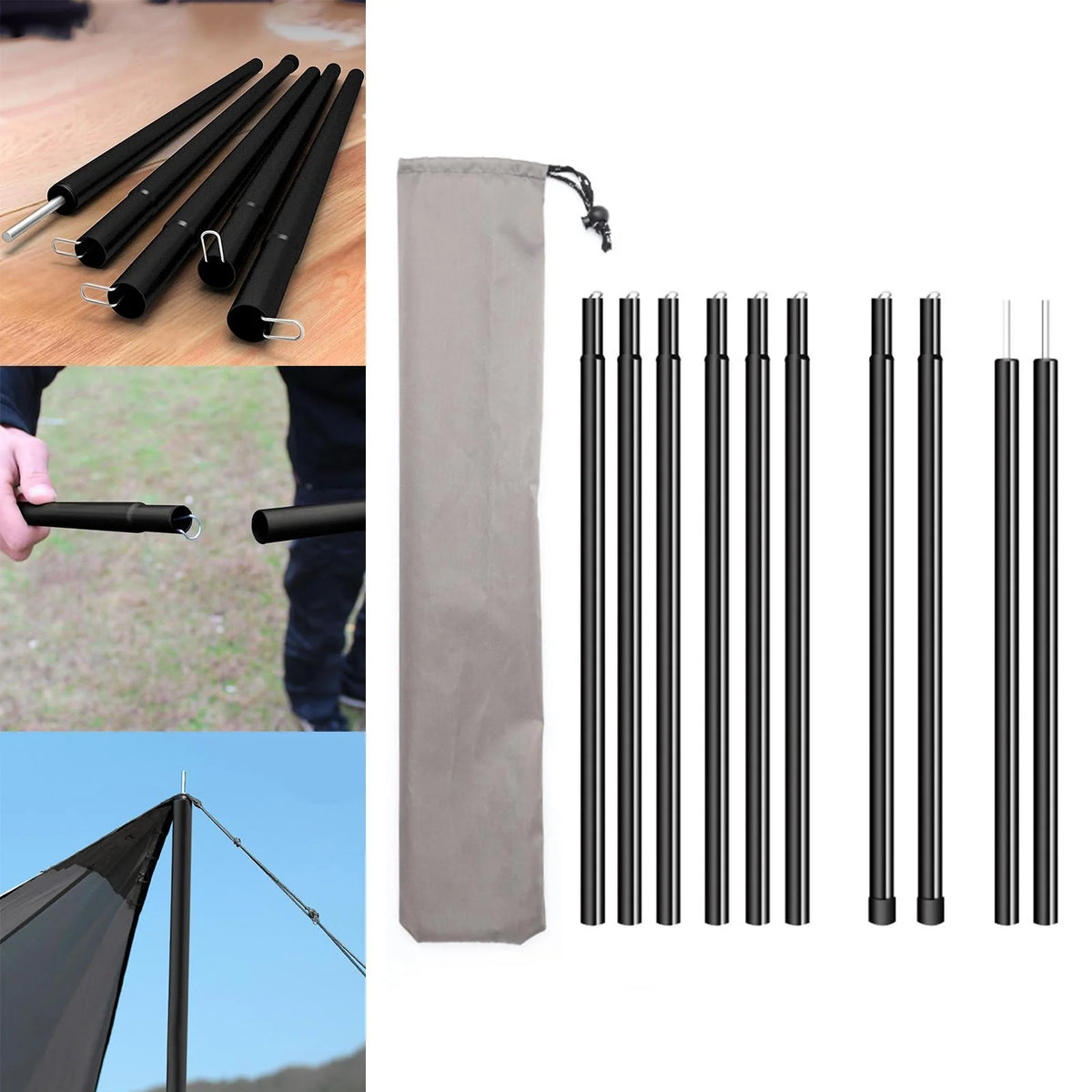 2x Universal 5 Section Tent Poles Holder 2M C366487