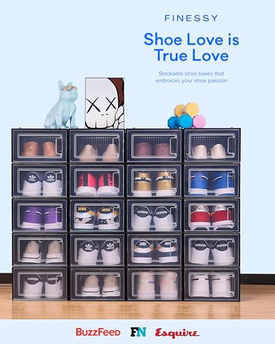 12 Pack Clear Plastic Stackable Shoe Storage Boxes H6114