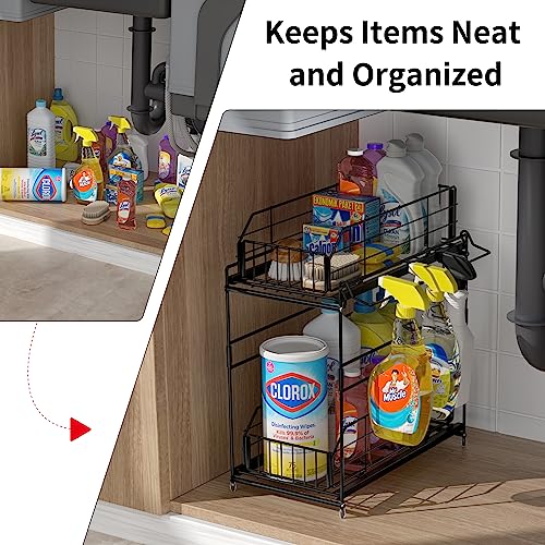 2 Tier Pull Out Cabinet Organizer with Hanging Rail V660