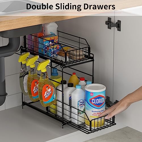 2 Tier Pull Out Cabinet Organizer with Hanging Rail V660