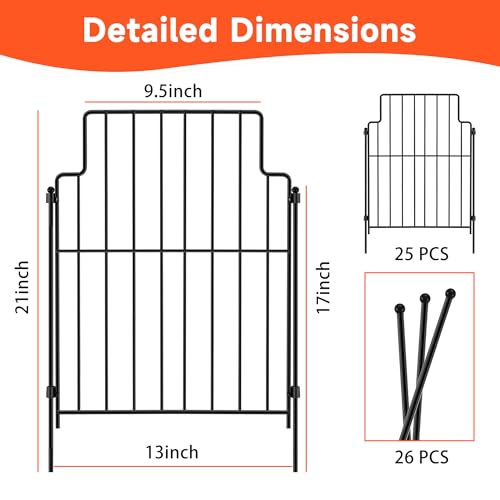 21in x10.83ft Rustproof Metal Garden Fence T67175