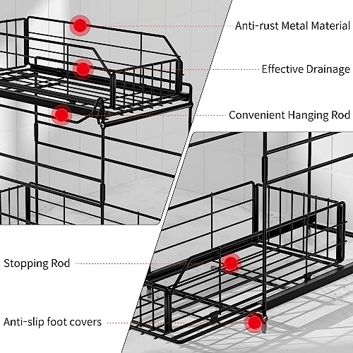 2 Tier Pull Out Cabinet Organizer with Hanging Rail V660