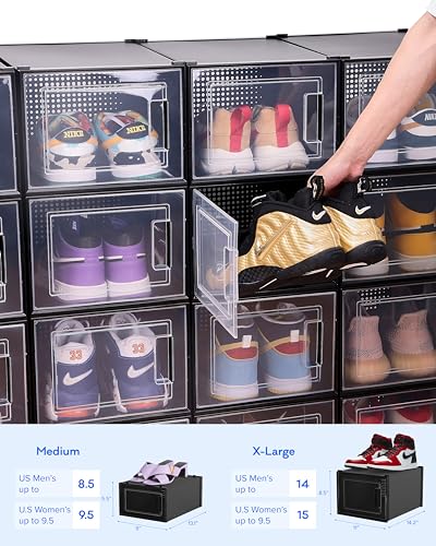 12 Pack Clear Plastic Stackable Shoe Storage Boxes H6114