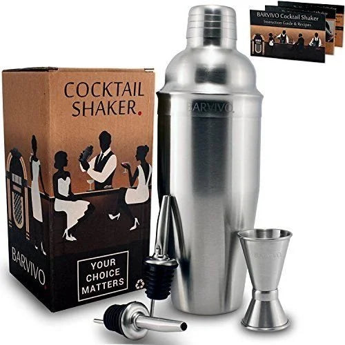 24oz Cocktail Shaker Set with Double Jiggers & 2 Liquor Pourers Y2598