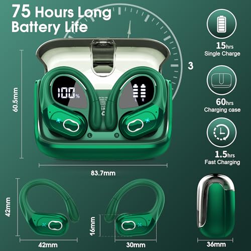 Wireless Earbuds Bluetooth 5.4 with Earhooks, IPX7 Waterproof U165922