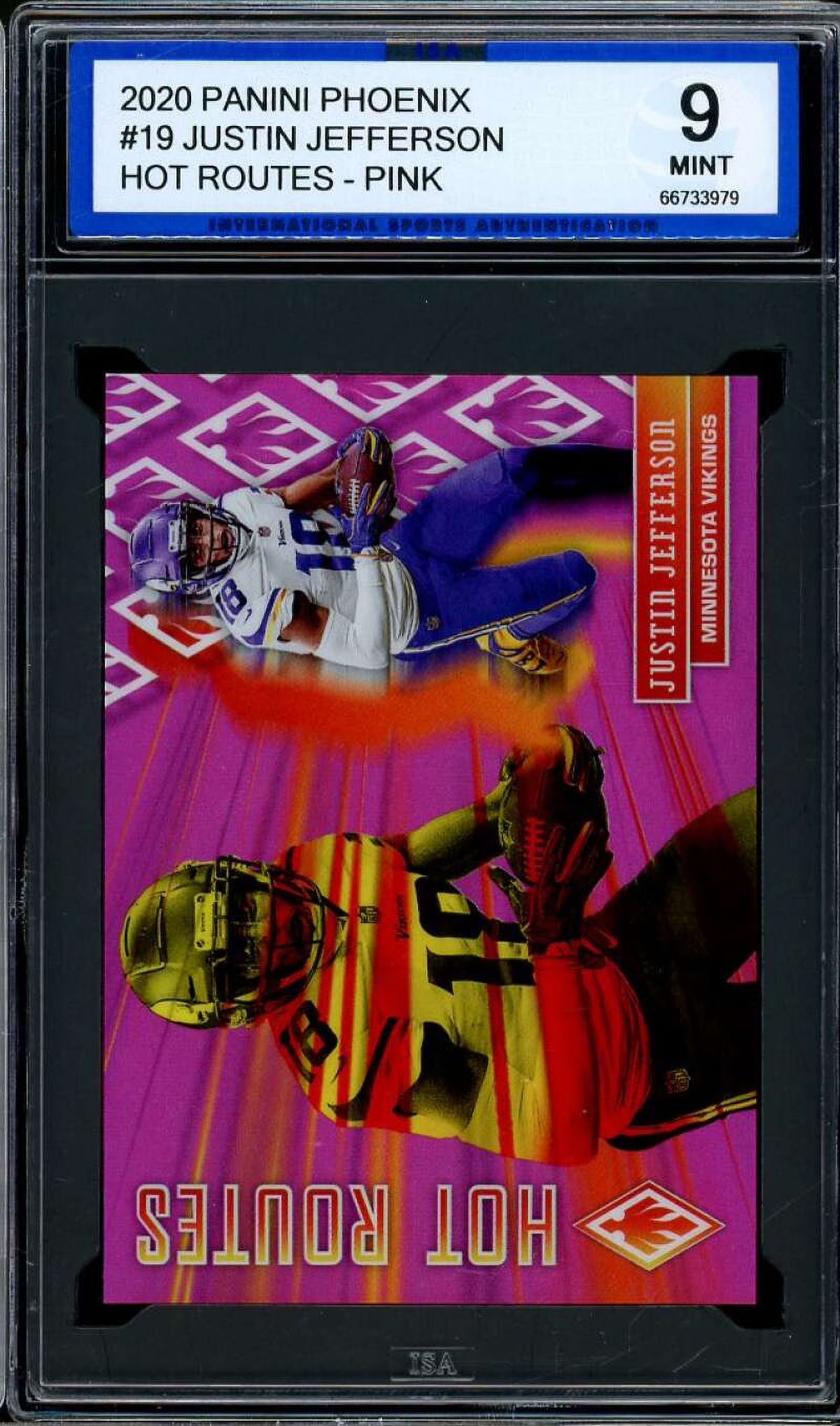 Justin Jefferson Rookie Card 2020 Panini Phoenix Pink #19 ISA 9 MINT F6561