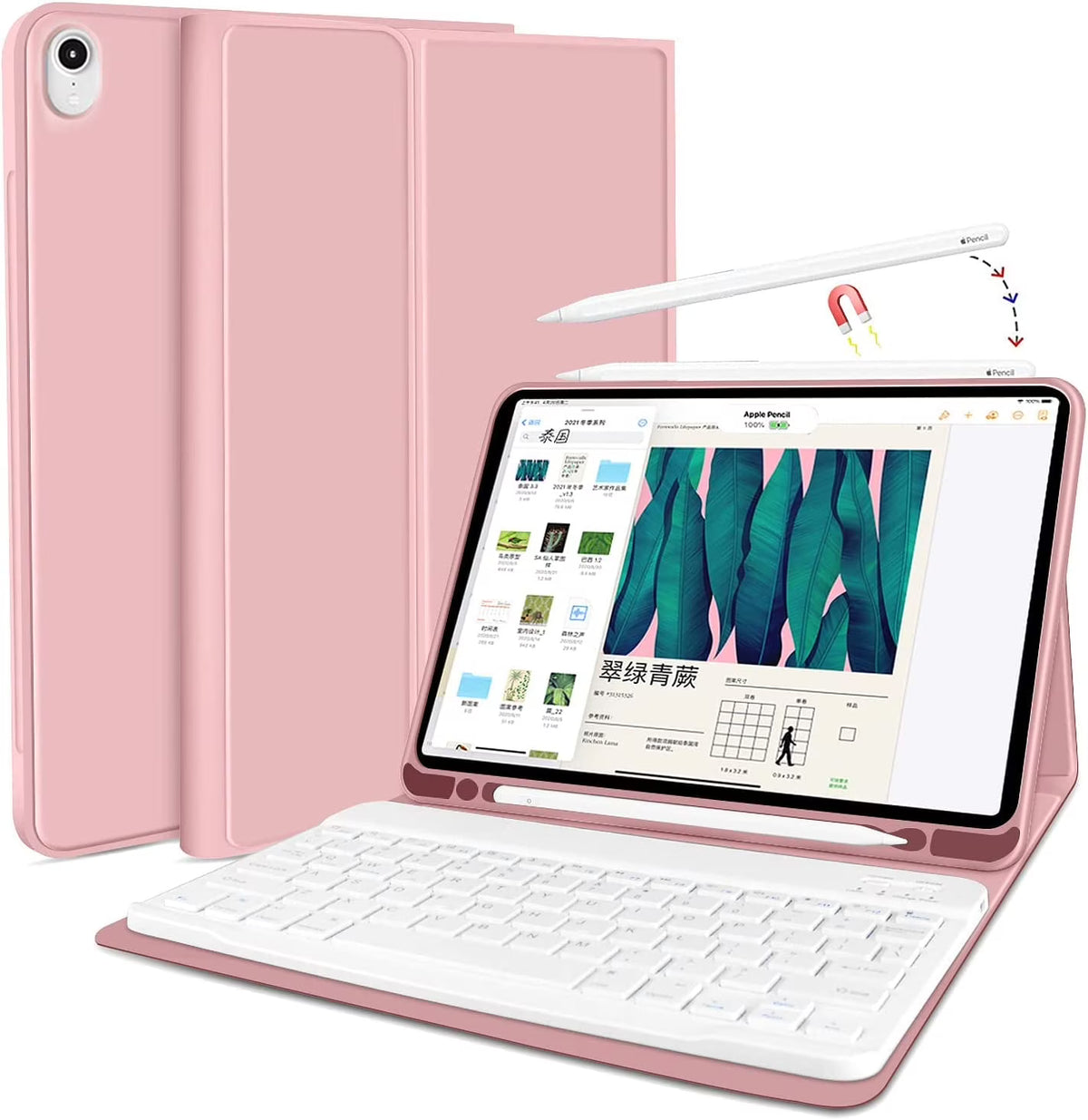 Keyboard Case for iPad Air 5th Generation 2022 / iPad Air 4th Generation 2020 with Pencil Holder, Magnetically Detachable Wireless Keyboard Stand Cover for ipad Air 4/5 10.9 Inch M5119