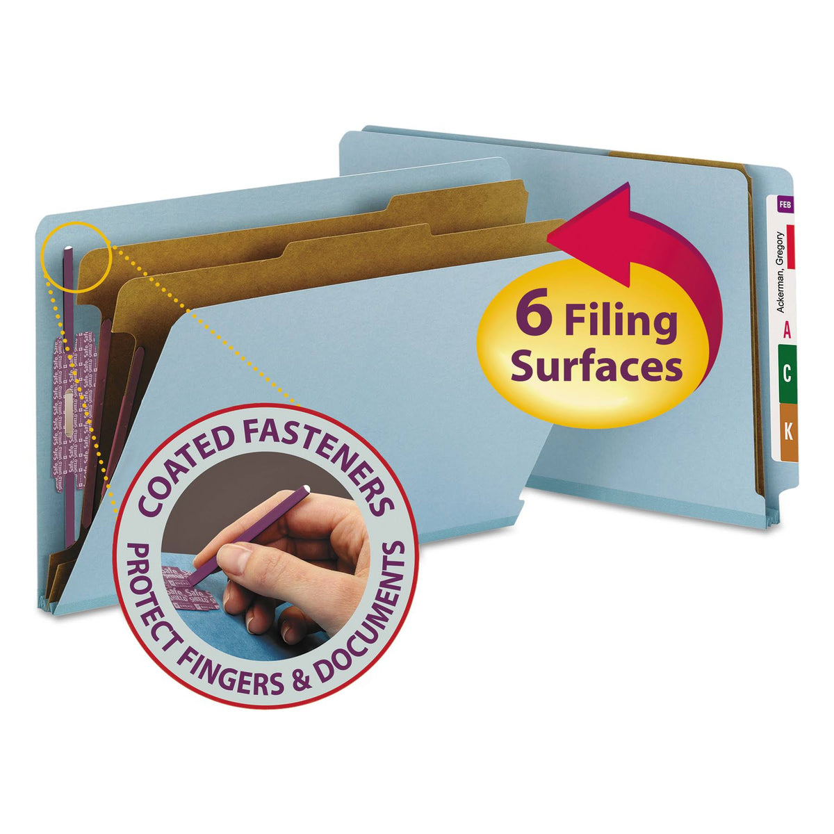 Blue Legal Six-Section Pressboard Classification Folders 10/Box V596