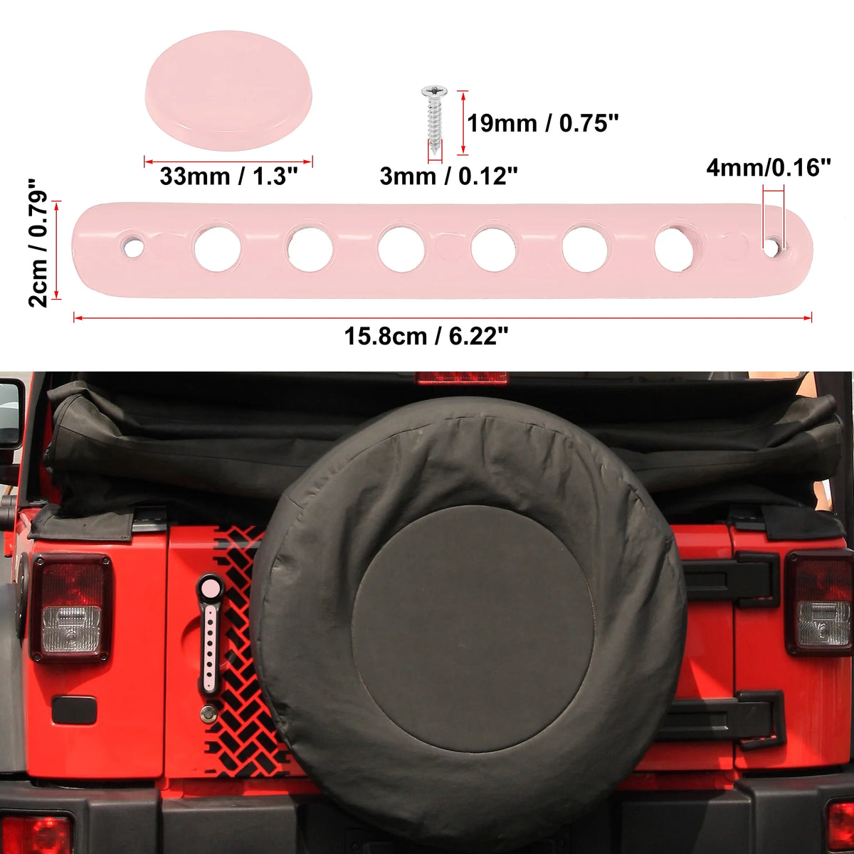 Pink Exterior Door Handle Decoration Strip Trim with Push Button Cover for Jeep Wrangler 2 Door 2007-2018 M515