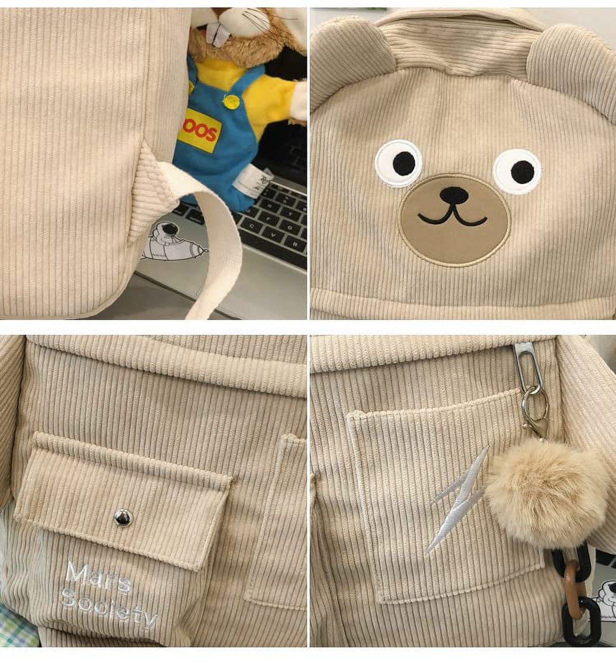 Corduroy Backpack Schoolbag G530853